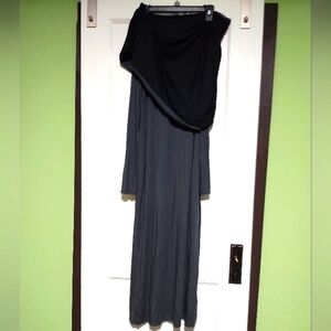 Luna Luz Long Strapless Black and Gray Dress Sz XL